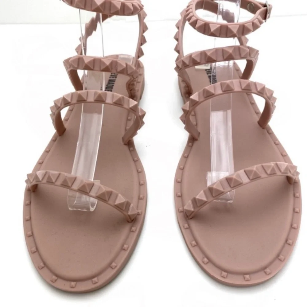 STEVE Madden Transport Blush Travel Jelly Flat Sandals in Nude Beige Size 9 - Picture 4 of 11